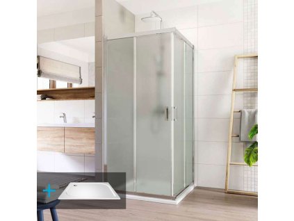 Mereo Sprchový kout, LIMA, čtverec, 90 cm, chrom ALU, sklo Point, vanička litý mramor CK608A22KM