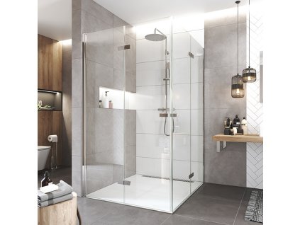 Mereo Sprchový kout, Novea, čtverec, zalamovací, 100x100 cm, chrom ALU, sklo Čiré CK13833ZVR