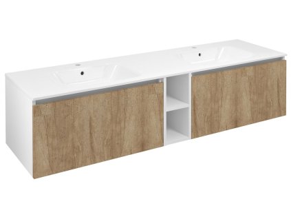 Sapho LOREA skříňka 180x46x51,5cm (80+20+80cm), dub alabama/bílá mat LE080-2231-05