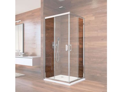 Mereo Pevný díl skleněný s profilem  a těsněním pro CK608A..K, 80x80x190 cm,chrom, Point CKND43K2