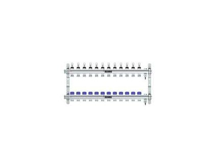 REHAU Nerezový rozdělovač HKV-D Easyflow 12 topné okruhy s indikátorem průtoku MFI min/max, 13832201200