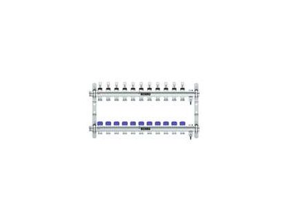 REHAU Nerezový rozdělovač HKV-D Easyflow 11 topné okruhy s indikátorem průtoku MFI min/max, 13832101200