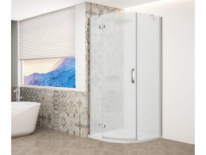 Gelco TRINITY CHROME čtvrtkruhový sprchový kout 900x900mm, matné sklo, levé GT6590ML-CH