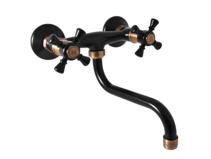 MORAVA RETRO - Umyvadlová/dřezová baterie, Černá matná/Stará mosaz (Bronz) MK301.5/21CMATSM, RAV Slezák