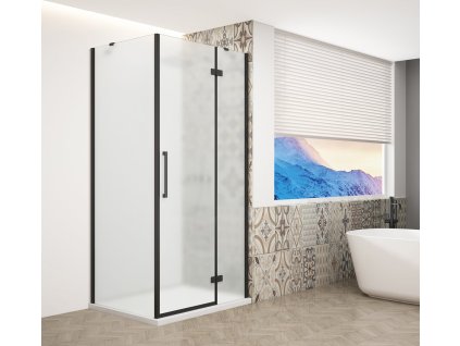 Gelco TRINITY BLACK obdélníkový sprchový kout 1200x800mm, matné sklo, pravé GT5680-12MR-B