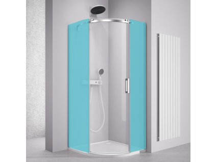 Polysan THRON KOMPONENT čtvrtkruhová sprchová zástěna 900x900mm, čiré sklo, levá TL2690AL