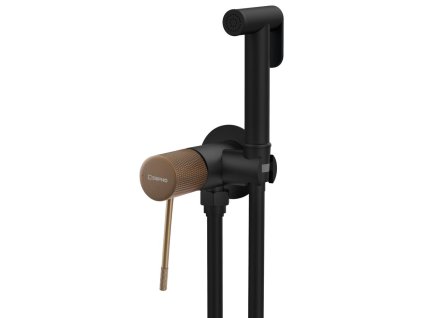 Sapho SOLARIS podomítková bidetová baterie se Stop sprškou, kulatá, černá/měď mat WD040PG