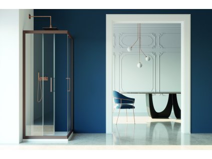 FORTE Sprchový kout FUSION COLORS FC - A1FS Barva rámu - Chocolate, Materiál - Technopolymer, Rozměr A - 80, Rozměr B - 80, Rozměr C - 190, Směr zavírání - Univerzální Levé / Pravé, Výplň - Grape bezpečnostní sklo - 6 mm BCATYP-BCOA1FS12401497