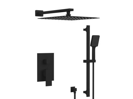 Sapho CUBEMIX podomítkový sprchový set s pákovou baterií, 2 výstupy, posuvný držák sprchy, černá mat CM042B-02