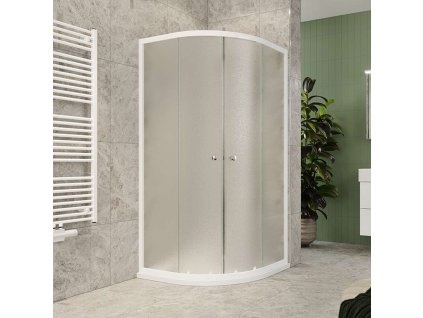 Mereo Sprchový kout, Kora Lite, čtvrtkruh, R 550, zasunovací, 90x90 cm, bílý ALU, sklo Grape CK35121Z