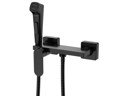 Aqualine Nástěnná bidetová baterie se Stop sprškou a poličkou, černá mat TJ042B