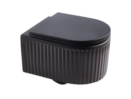 Aplomo Wafle WC závěsné se sedátkem, černá, WS-W02L-CBK-M