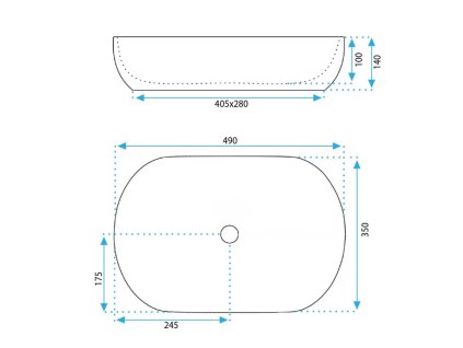 Rea Lisa 49 umyvadlo na desku, bílý lesk, REA-U4591
