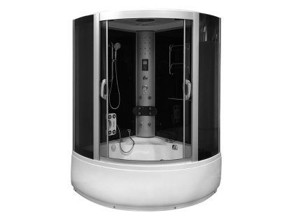 Aplomo Luxor Black 135x135x220 parní masážní sprchový box s hydromasážní vanou, MO-08135SBL