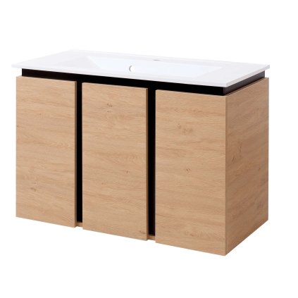 Lavedo Black Wood 100 koupelnová skříňka s umyvadlem z litého mramoru, BL-W-100