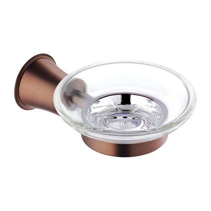 Aplomo Art Line skleněná mýdlenka s mosazným držákem, starožitná měď, AL53420ORB