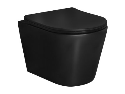 Aplomo Milos Black WC závěsné se sedátkem, rimless, MILBL