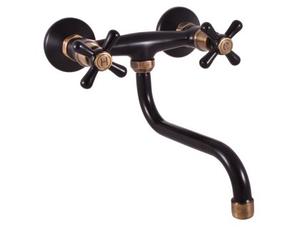 MORAVA RETRO - Umyvadlová/dřezová baterie, Černá matná/Stará mosaz (Bronz) MK101.5/21CMATSM, RAV Slezák