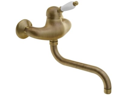 Sapho KIRKÉ WHITE nástěnná baterie, bílá páčka, bronz KI15BB