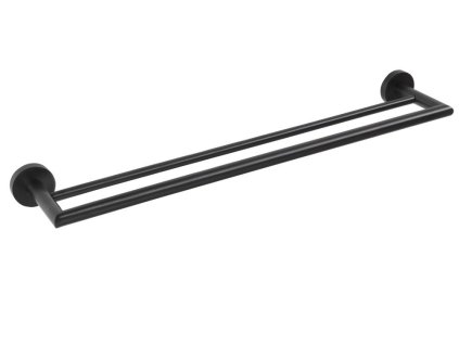 Sapho X-ROUND BLACK dvojitý držák ručníků 600mm, černá mat XR401B