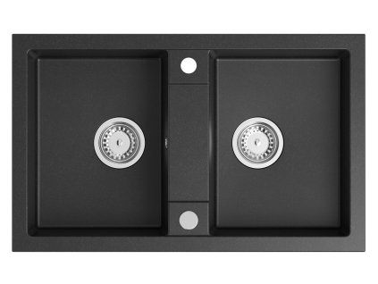 Sapho Granitový dvojdřez, 78x48cm, černá GR2224
