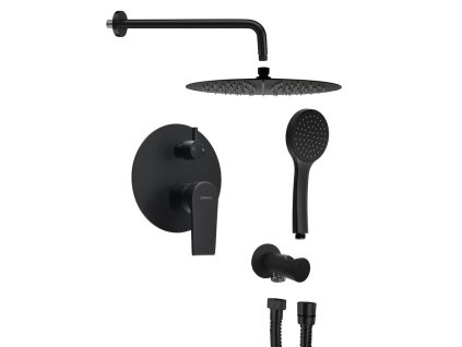 Sapho KAI podomítkový sprchový set s pákovou baterií, otočný přepínač, 2 výstupy, černá mat KA43/15-01
