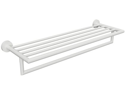 Sapho X-ROUND WHITE polička na ručníky s hrazdou 500mm, bílá mat XR421W