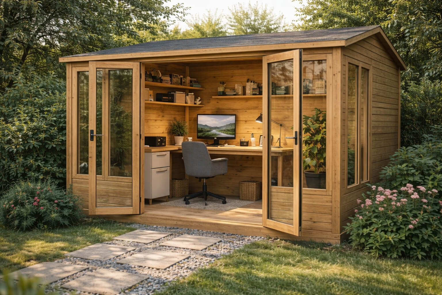 Zahradní domek jako dokonalá domácí kancelář: Klid, produktivita a výhled do zeleně