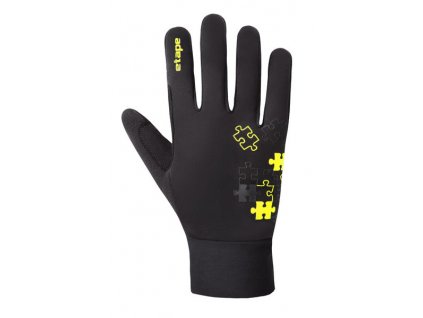Etape - dětské rukavice PUZZLE WS, černá/žlutá fluo