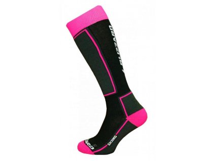 Skiing ski socks junior, black/pink