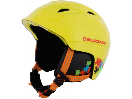 BLIZZARD Demon ski helmet junior, neon yellow/colorfull puzzles
