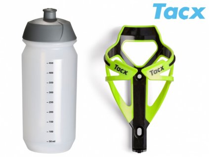 Košík TACX Deva + Láhev Shiva 0,5l (zelená-neonová/karbon)