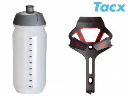 Košík TACX Ciro + Láhev Shiva 0,5l (červená-matná/karbon)