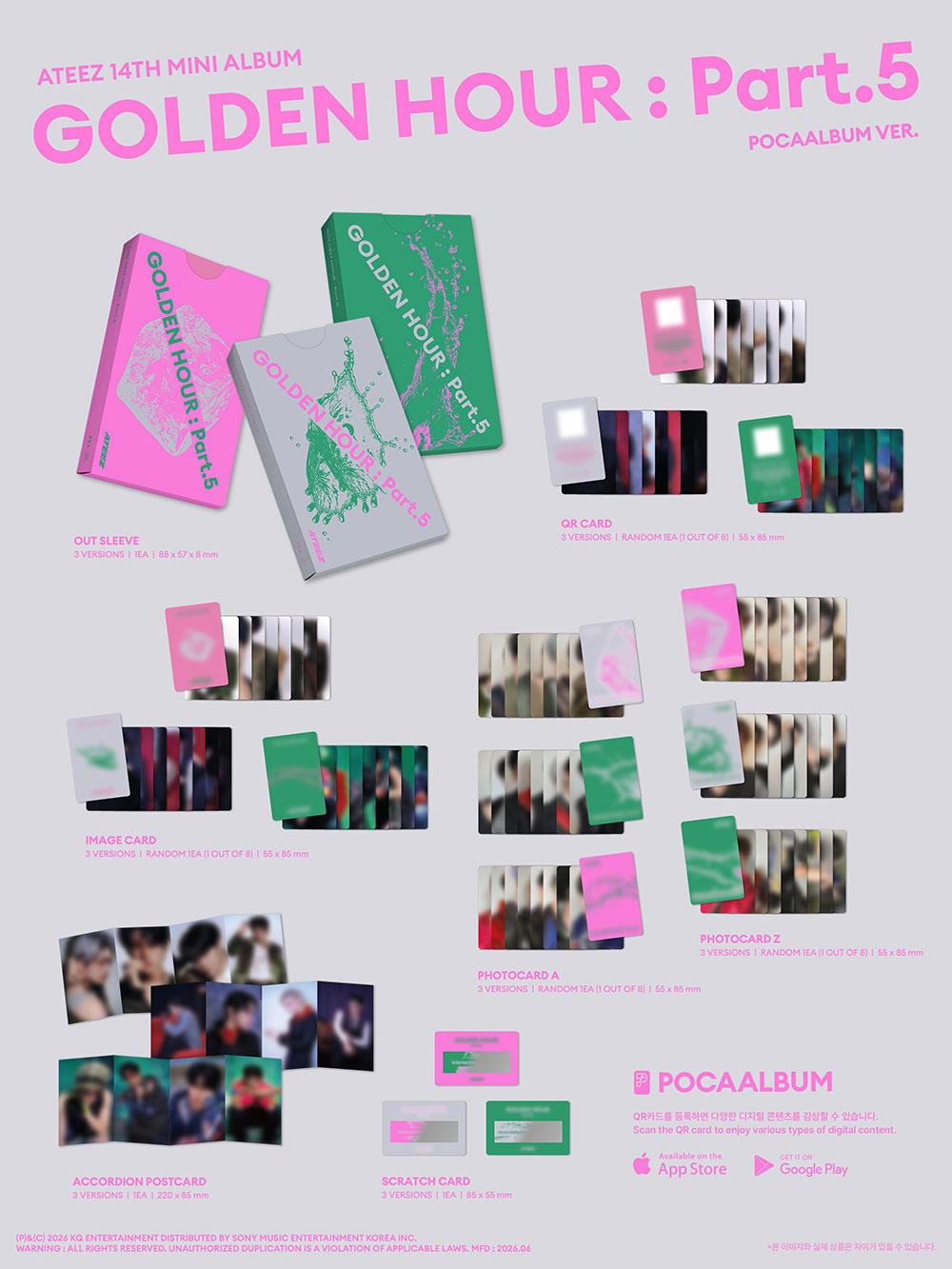 ATEEZ: Golden Hour: Part.5 (Poca Album) 3 TYPES Random + MAKESTAR_LD Bonus kpop album 8803581204377