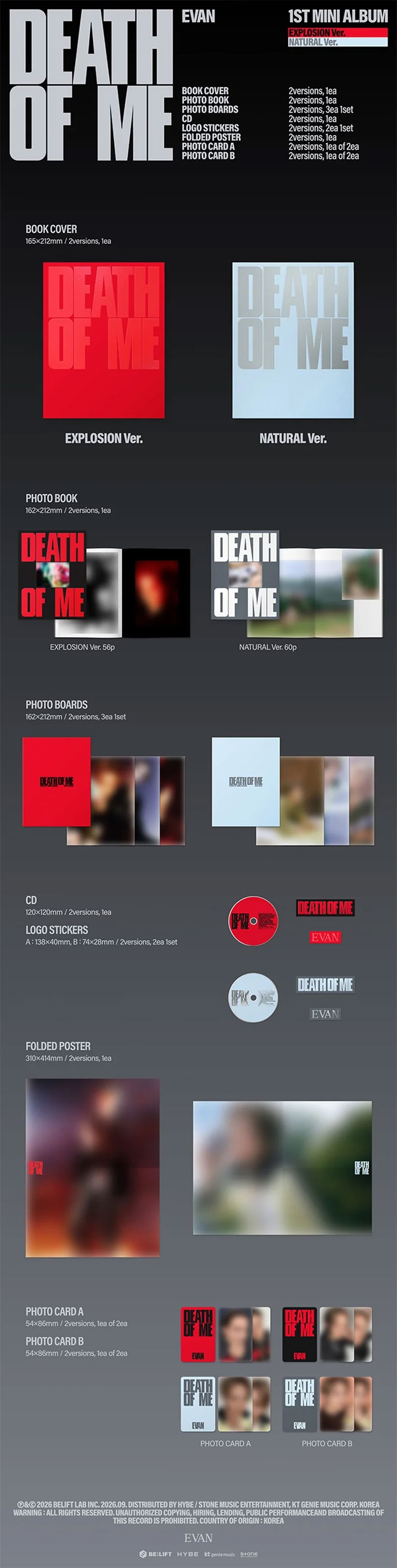 Evan: Death Of Me (2 TYPES Random) kpop album 8809704435833
