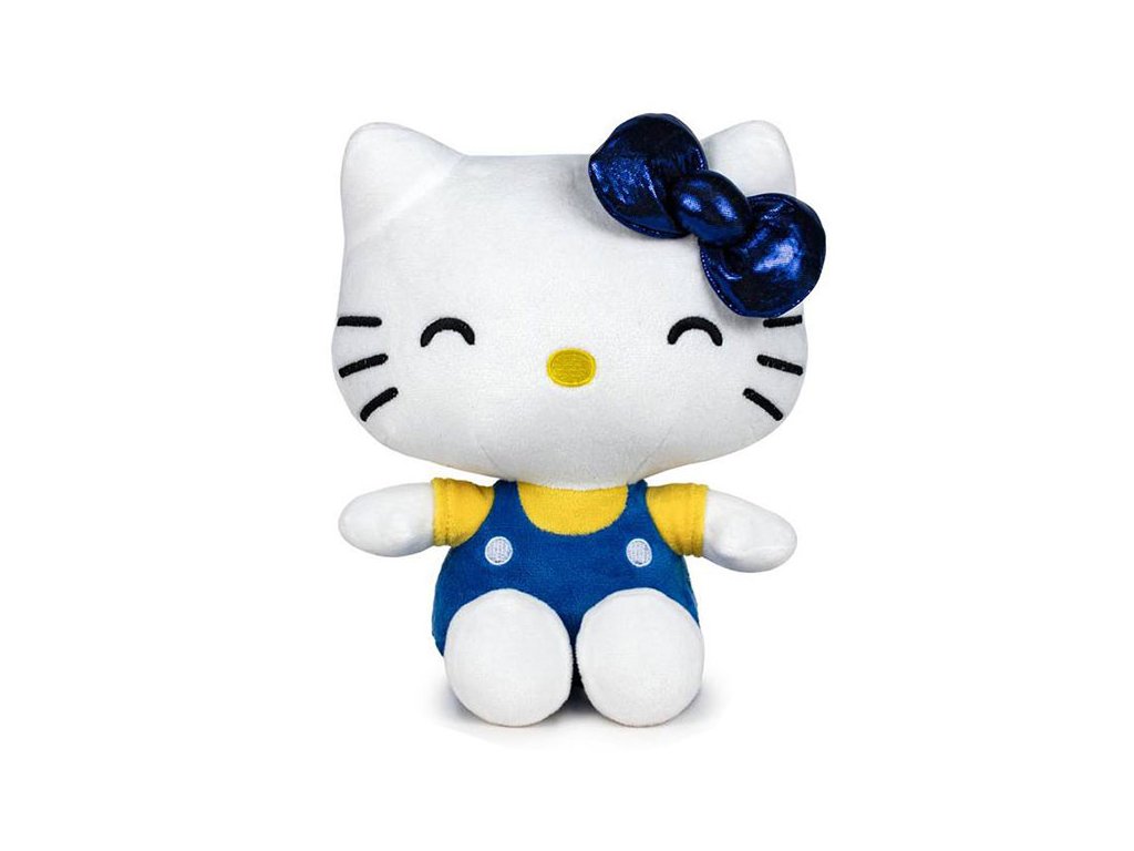 hello kitty 50th anniversary plush figure blue bow yellow shirt 22 cm plysova postavicka 8425611338694