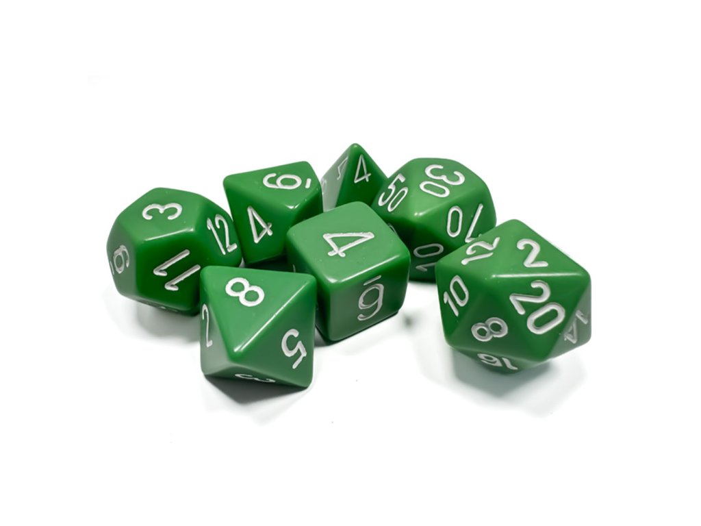 sada kociek na rpg chessex green opaque 7 ks 25405 1