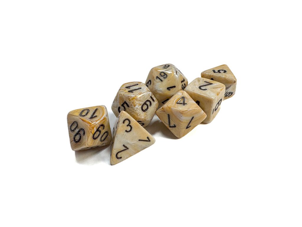 sada kociek na rpg chessex ivory black marble 7 ks 27402 1