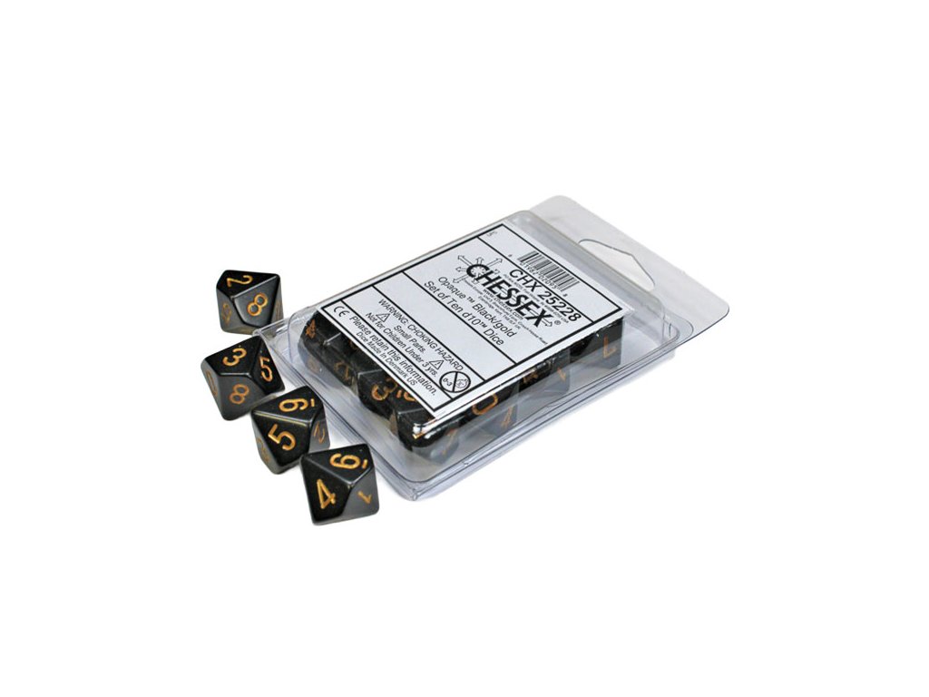 sada kociek na rpg chessex black gold opaque 10 ks 601982020958