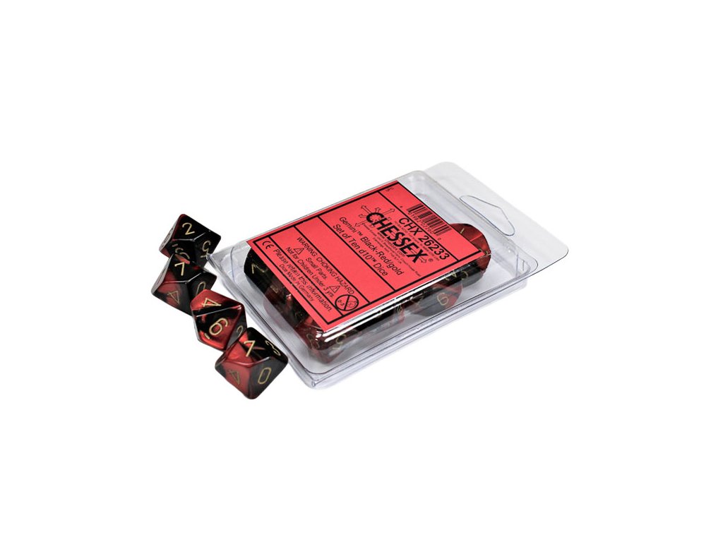 sada kociek na rpg chessex black red gold 10 ks 601982022600