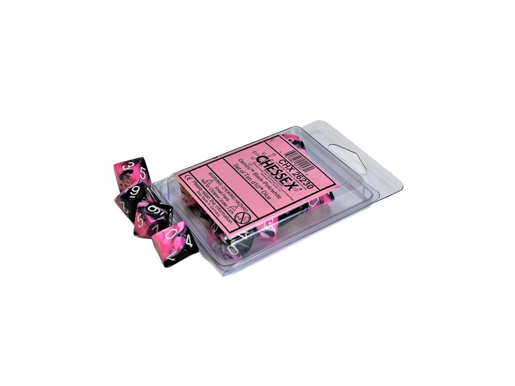 sada kociek na rpg chessex black pink white 10 ks 601982022570