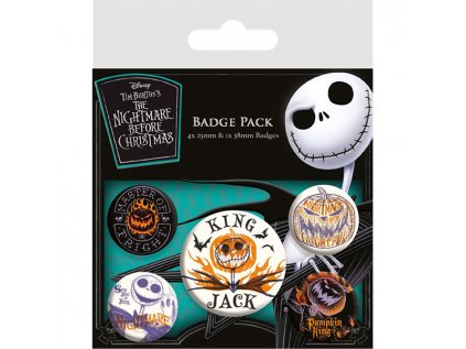 nightmare before christmas colourful shadows odznaky 5 pack 5050293807829