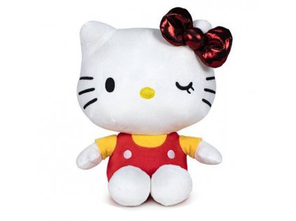 hello kitty 50th anniversary plush figure red bow yellow shirt 36 cm plysova postavicka 8425611338908