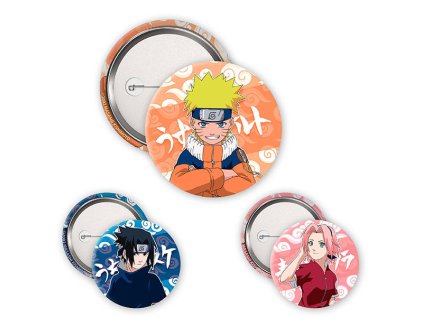 Naruto, Sasuke, Sakura Odznaky 3-Pack