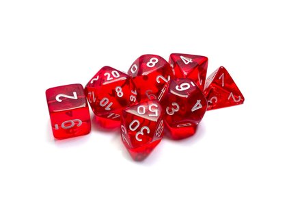 Sada kociek na RPG: Chessex - Red Translucent (7 ks)