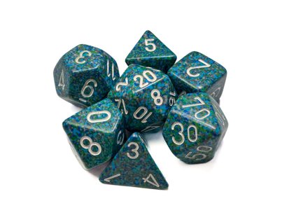 Sada kociek na RPG: Chessex - Sea Speckled Opaque (7 ks)