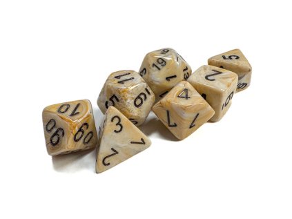 Sada kociek na RPG: Chessex - Ivory Black Marble (7 ks)