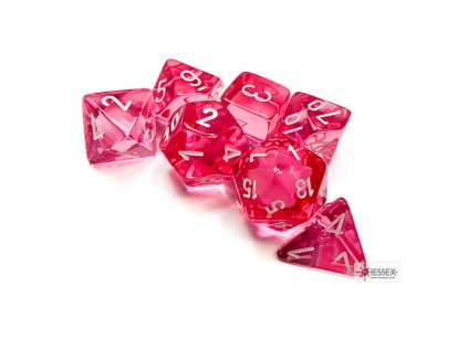 sada kociek na rpg chessex pink white translucent 7 ks 23084 1