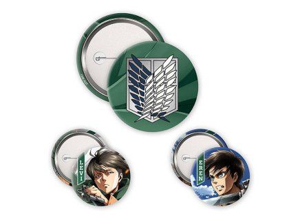Attack on Titan Odznaky Eren & Levi 3-Pack