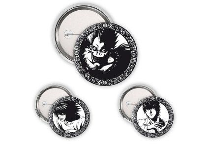 Death Note: Light, L & Ryuk Odznaky 3-Pack